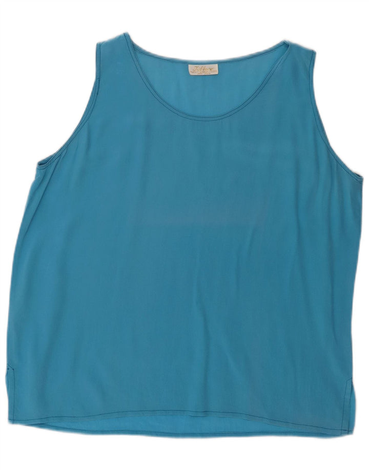 Tiffany Dame ærmeløs bluse Top UK 14 Medium Blue Silk