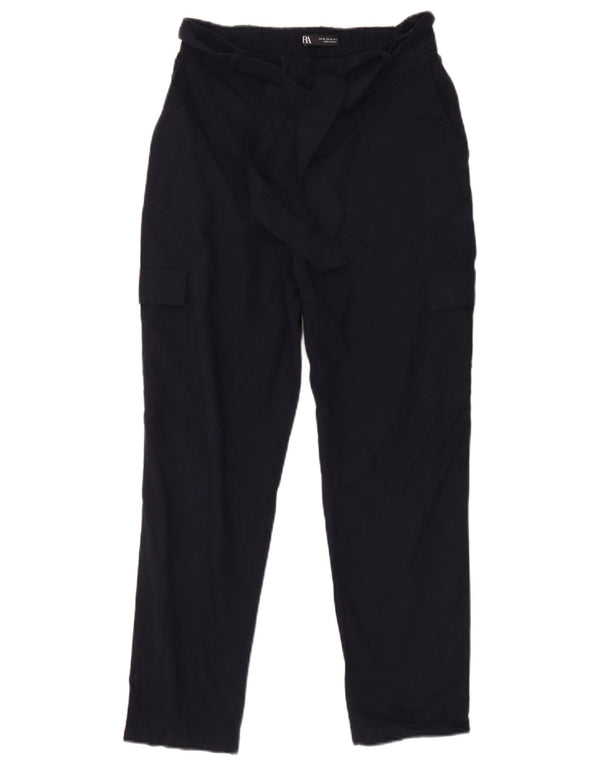 Zara Dame Straight Cargo Bukser XS W25 L27 Marineblå