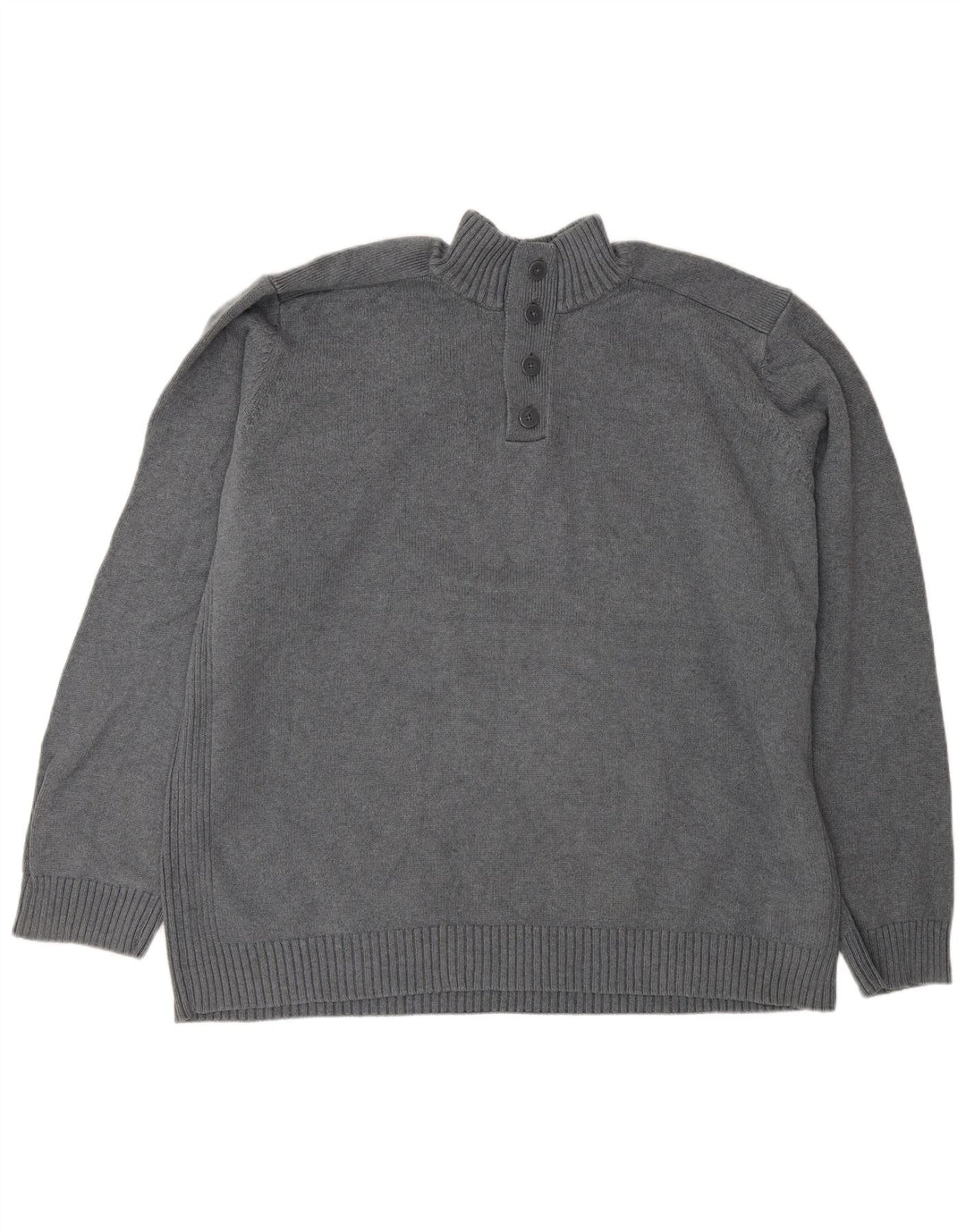 Marks & Spencer Herre Blue Harbor Button Neck Jumper Sweater 2XL Grå