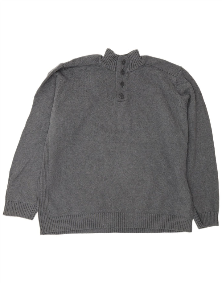 Marks & Spencer Herre Blue Harbor Button Neck Jumper Sweater 2XL Grå