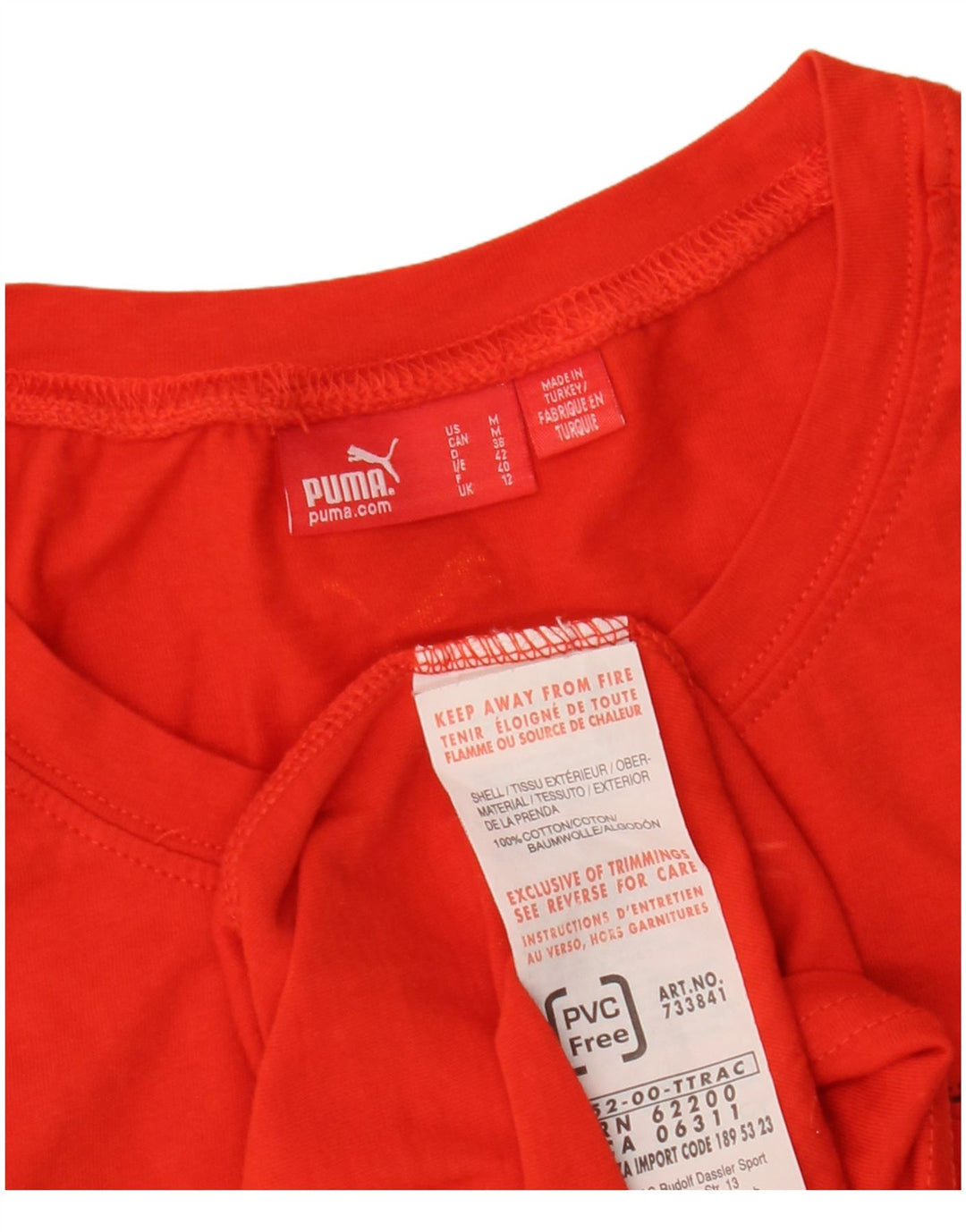 PUMA Dame Espana Grafisk T-Shirt Top UK 12 Medium Rød Bomuld