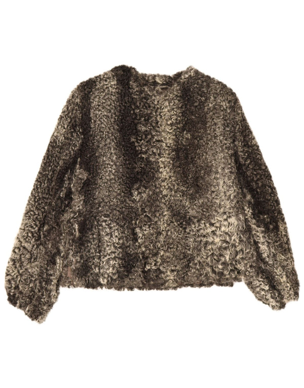 Vintage Dame Fleece Jumper UK 12 Medium Grey Tie Dye