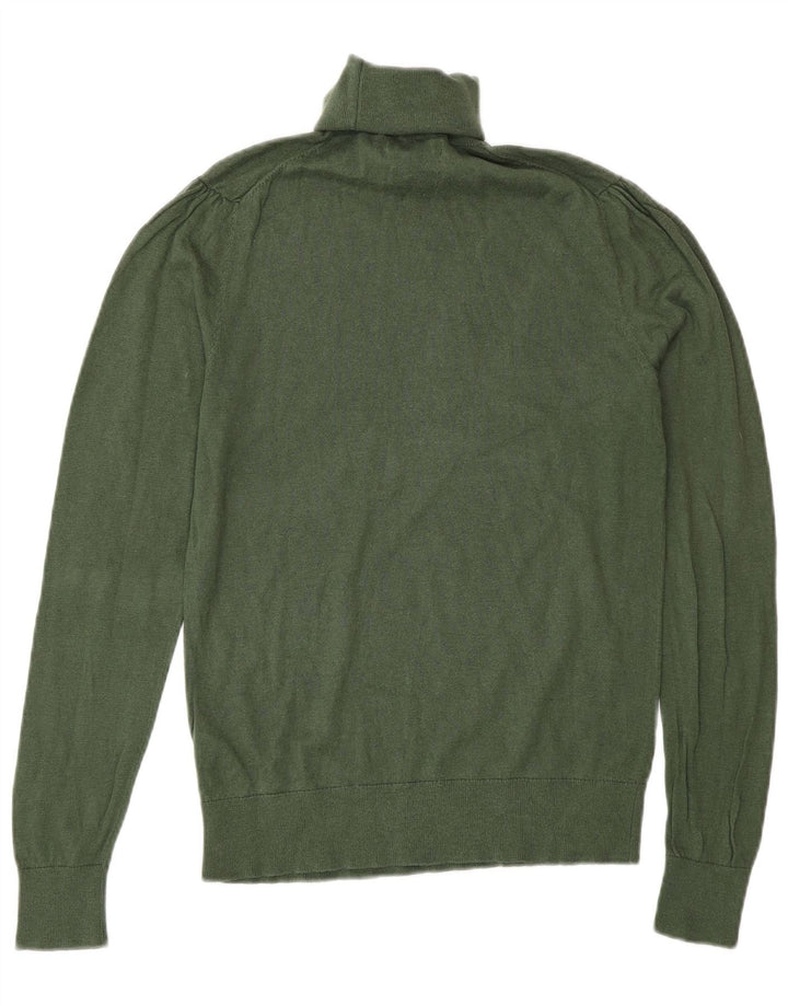 Massimo Dutti Dame Roll Neck Jumper Sweater UK 12 Medium Green Silke