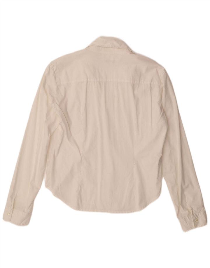 BENETTON Dame Pullover Shirt UK 16 Stor hvid bomuld