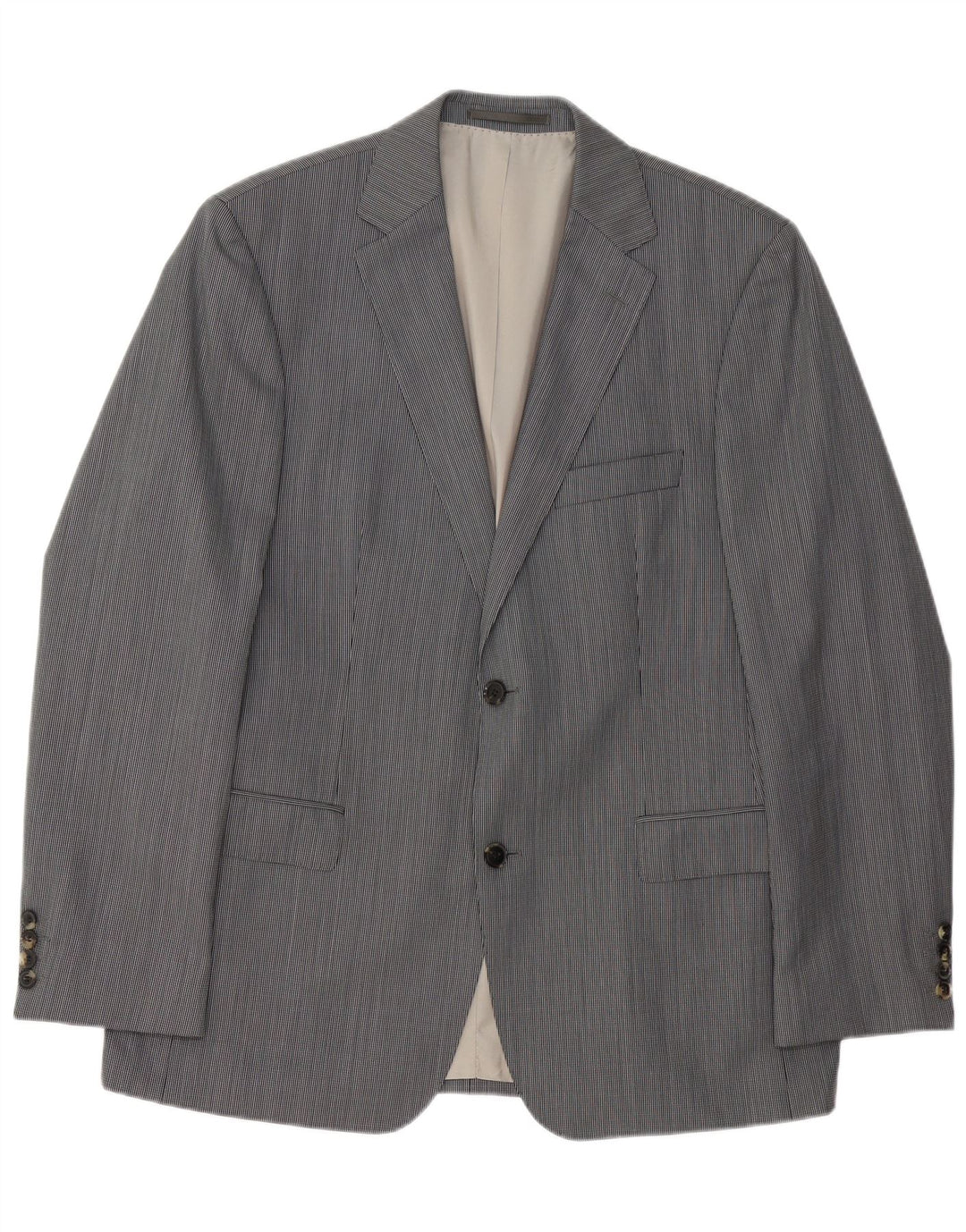 Hugo Boss Herre 2-knaps blazerjakke EU 52 XL Grå nålestribet jomfruuld