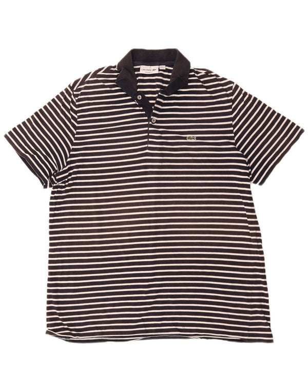 Lacoste Herre Regular Fit poloskjorte str. 7 2XL Navyblå stribet bomuld