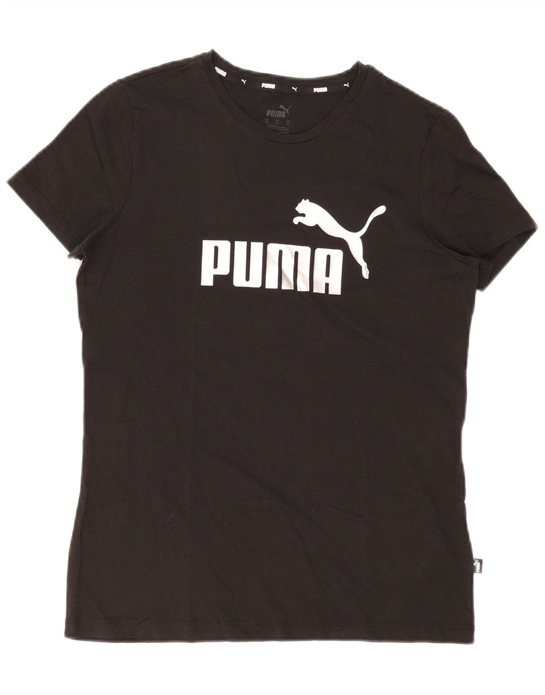 Puma Grafisk T-Shirt Top UK 12 Medium Sort Bomuld
