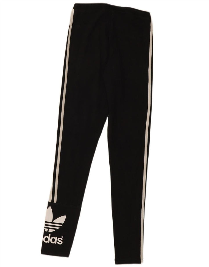 ADIDAS Womens Graphic Leggings UK 8 Small  Black Cotton