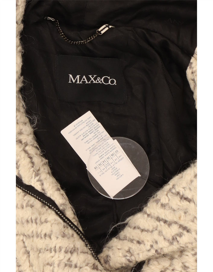 Max & Co. Oversized overfrakke med hætte til kvinder UK 6 XS Off White Chevron