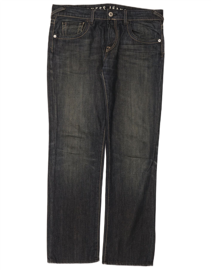 Guess Straight Jeans til mænd W36 L33 Blå Bomuld