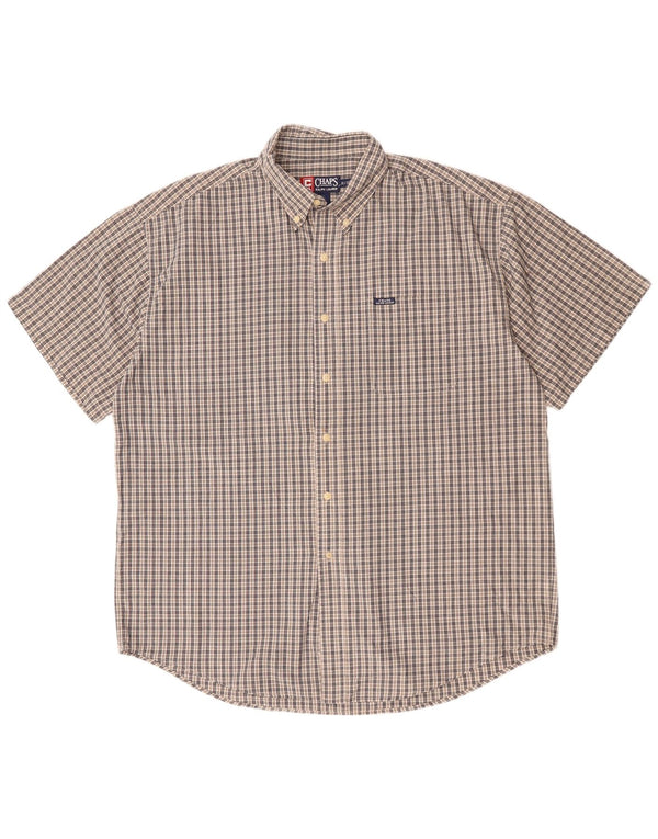 Chaps Ralph Lauren Herre kortærmet skjorte XL blå ternet bomuld