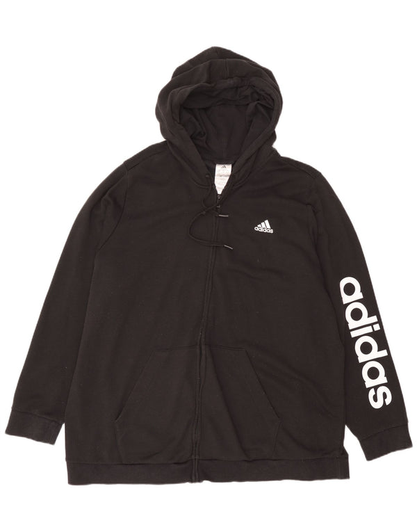 Adidas Dame Grafisk Hættetrøje Sweater UK 32/34 4XL Sort Bomuld