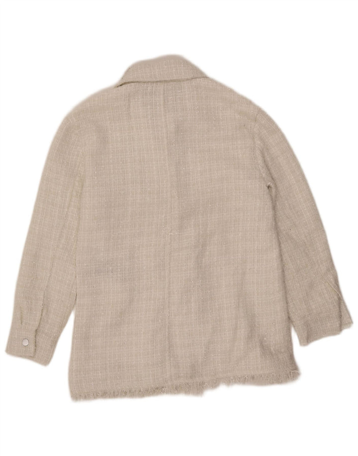 7 TIL ALLE MENNESKER Dame Bomber Jacket UK 12 Medium White Polyester