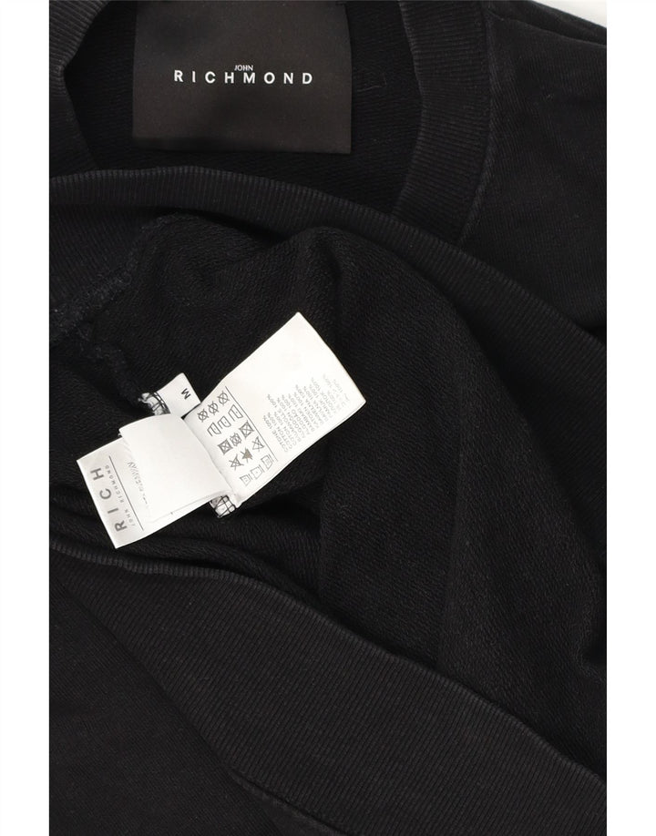 RICHMOND Herre Grafisk Sweatshirt Jumper Medium Sort Bomuld