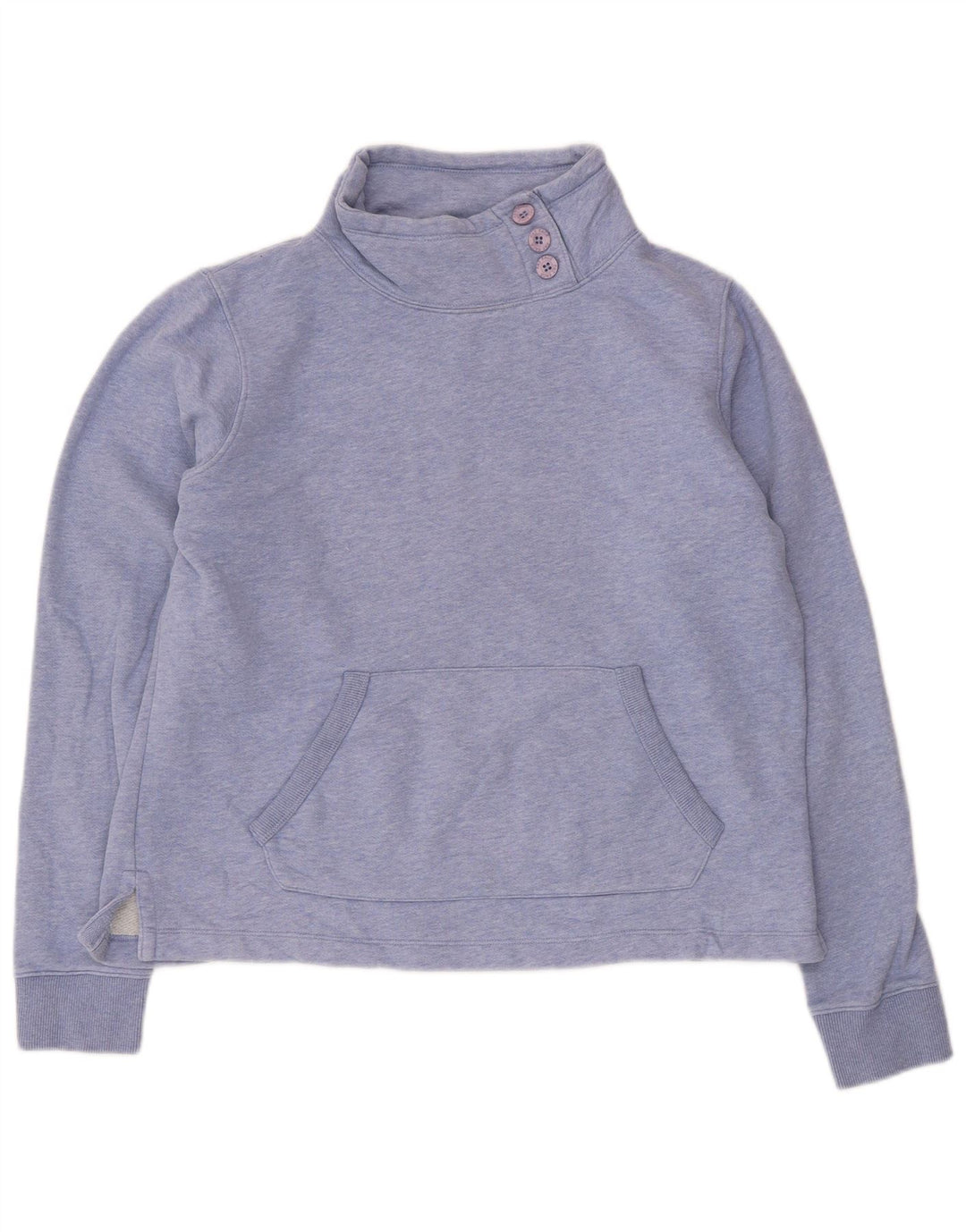 Fat Face Dame Button Neck Sweatshirt Jumper UK 12 Medium Blue Bomuld