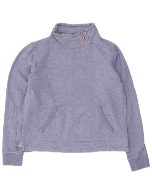 Fat Face Dame Button Neck Sweatshirt Jumper UK 12 Medium Blue Bomuld