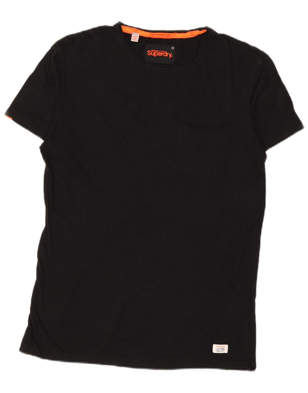 SUPERDRY Herre T-Shirt Top Medium Sort Bomuld
