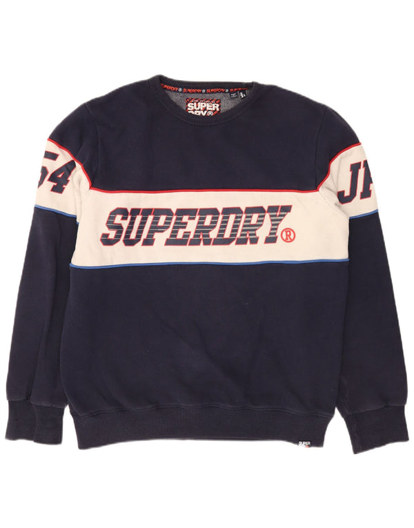 Superdry Grafisk Sweatshirt-trøje til mænd 2XL Navyblå Colourblock Bomuld
