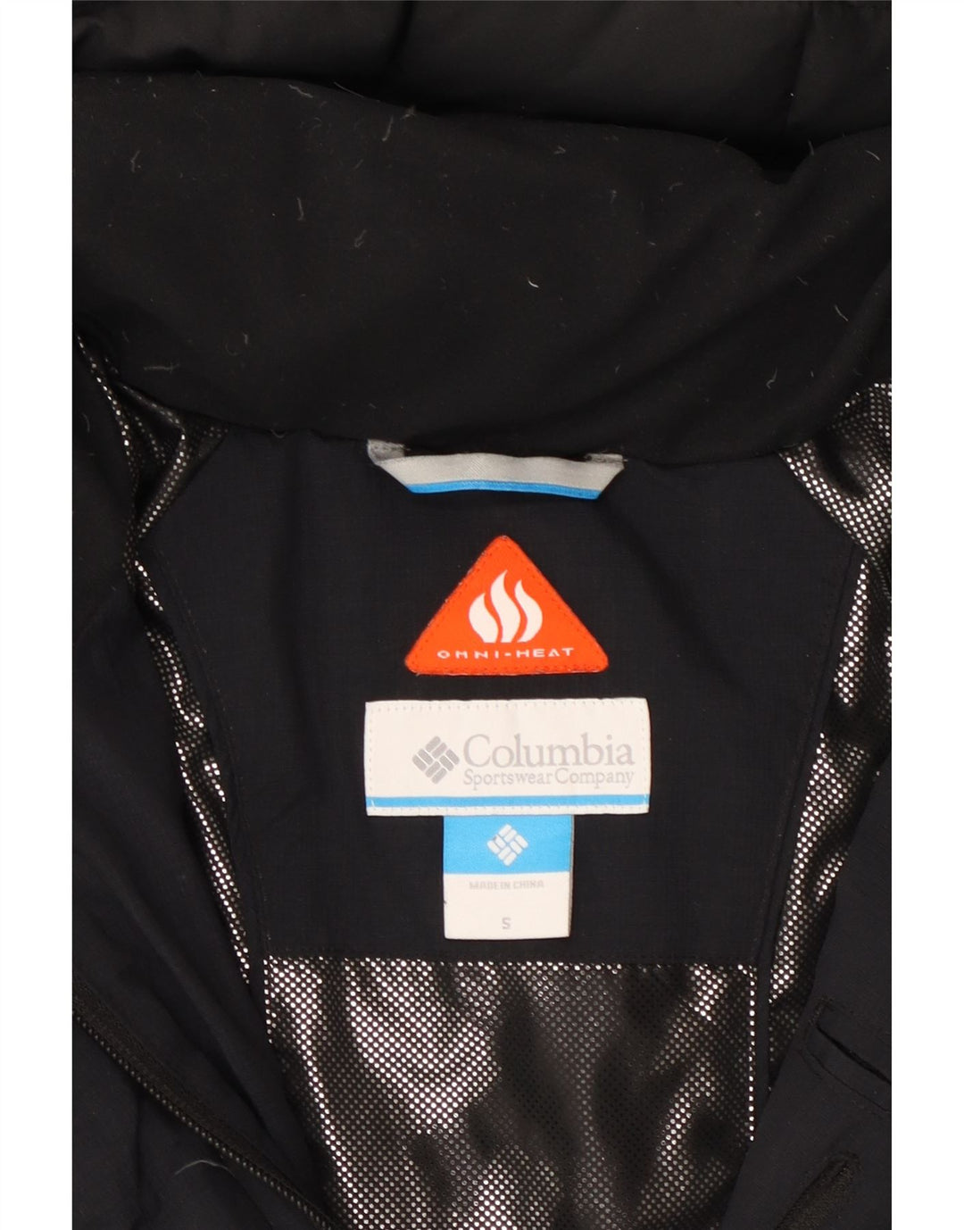 COLUMBIA Dame Omni-Heat polstret jakke med hætte UK 10 lille marineblå nylon