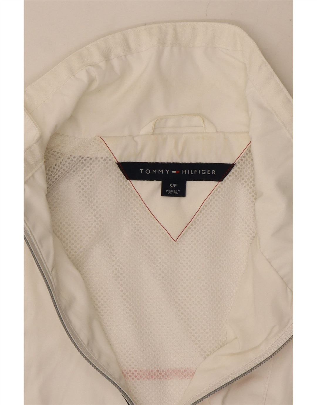 TOMMY HILFIGER Grafisk træningsdragt topjakke til kvinder UK 10 Small White