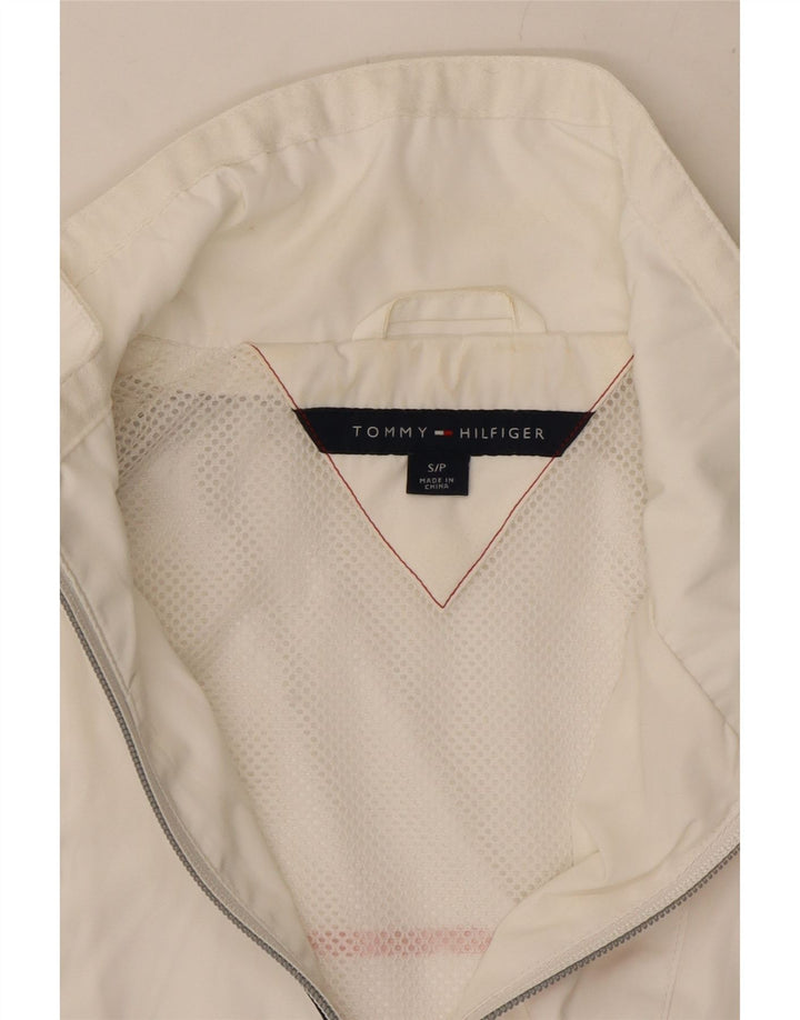 TOMMY HILFIGER Grafisk træningsdragt topjakke til kvinder UK 10 Small White