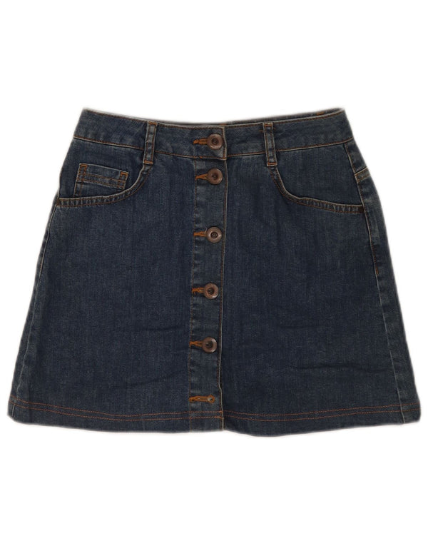 Topshop Dame Mini Denim Nederdel UK 10 Small W28 Blue Cotton