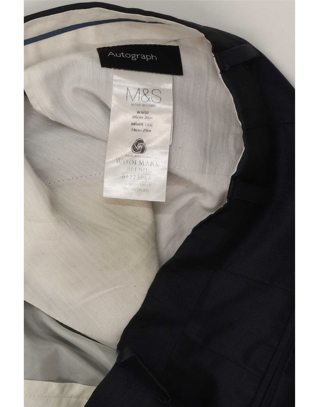 Marks & Spencer Herre Autograph Straight Suit Bukser W34 L29 Navy Blue
