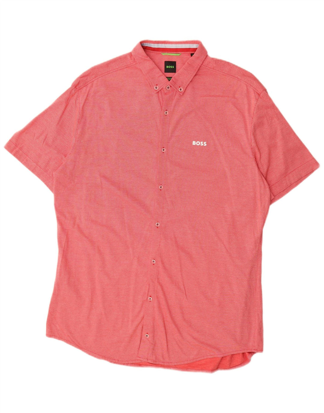 Hugo Boss Herre Stretch Kortærmet Regular Fit Shirt XL Rød Bomuld