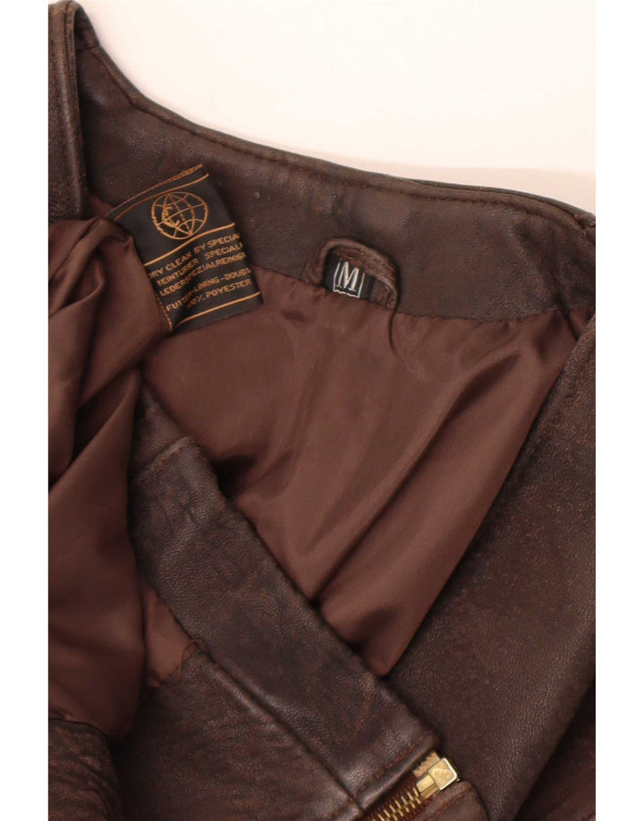 Vintage Herre Læder Gilet UK 38 Medium Brown