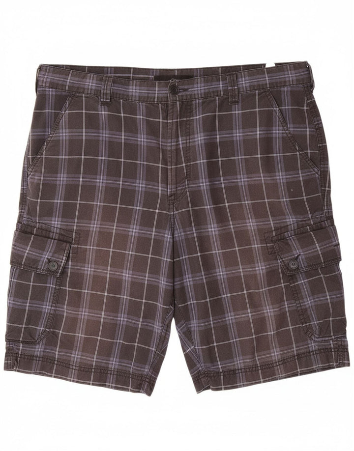 CALVIN KLEIN Mens Cargo Shorts W38 XL Black Check Cotton