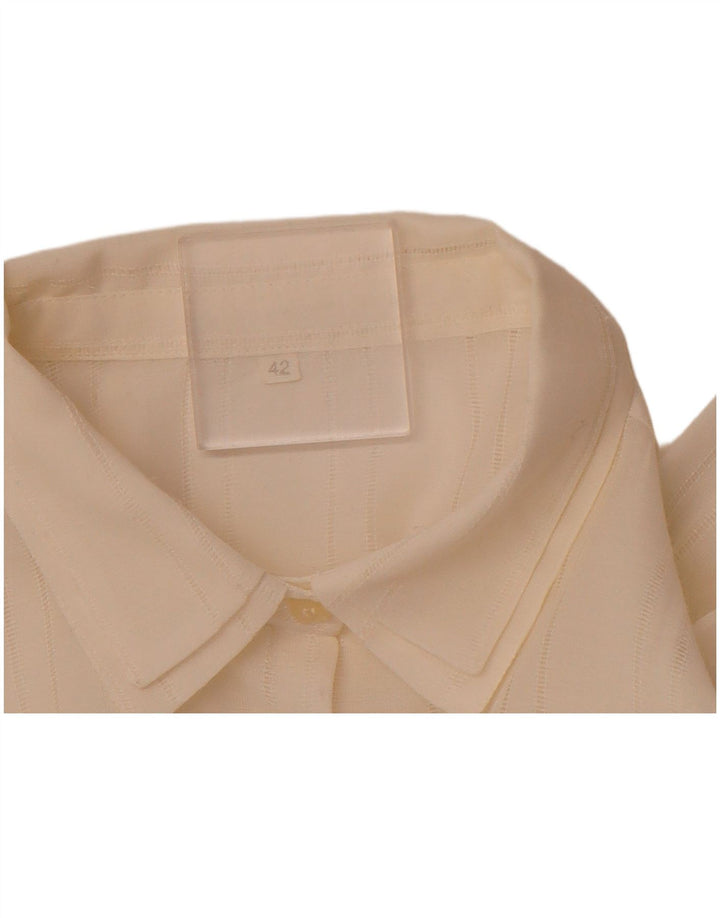 VINTAGE Dameskjortebluse IT 42 Medium Off White Stribet