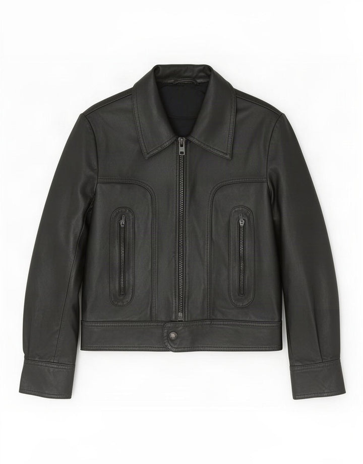 Vintage læderjakke til kvinder UK 10 Small Black