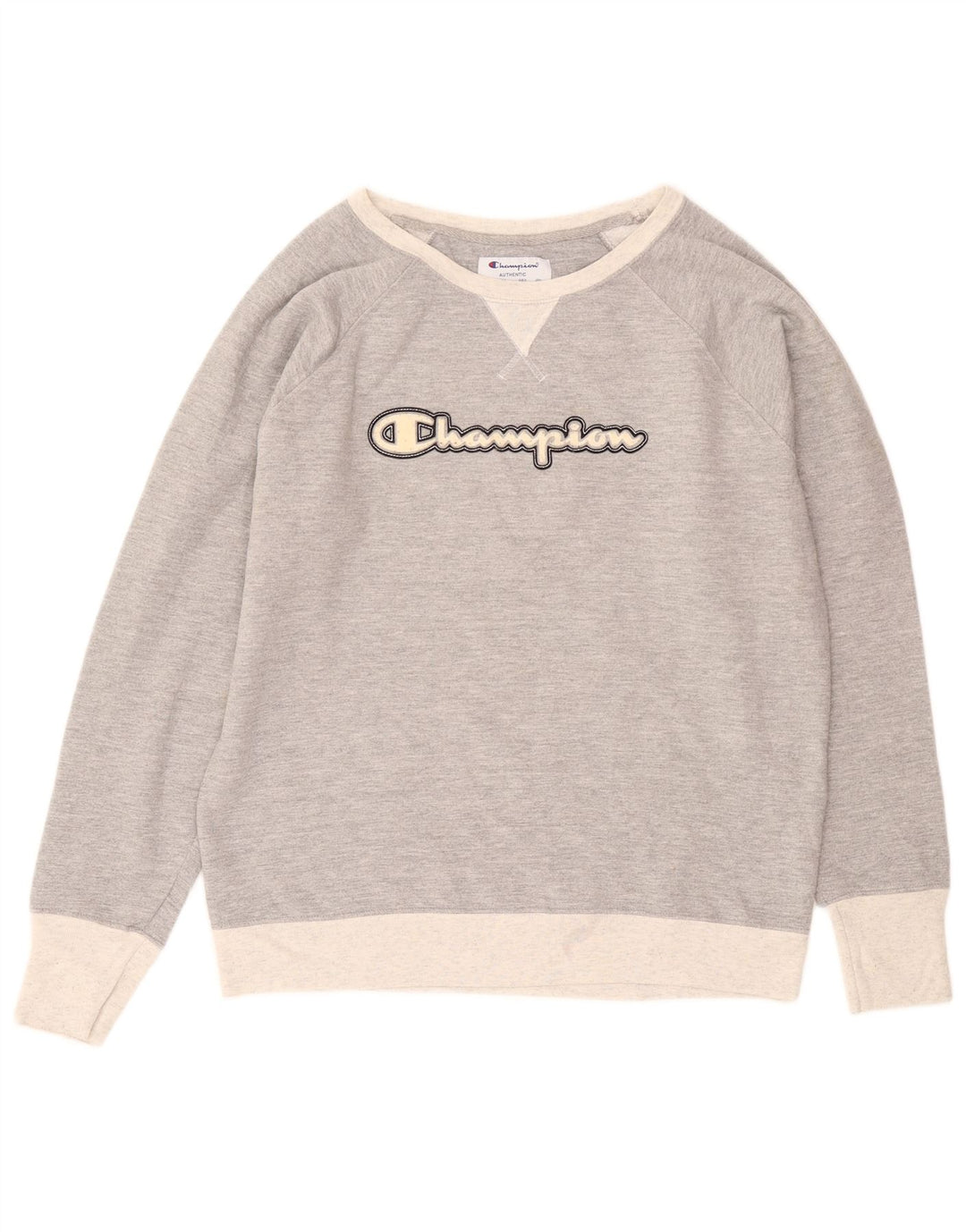 Champion Herre Grafisk Sweatshirt Jumper Large Grå Colourblock Polyester