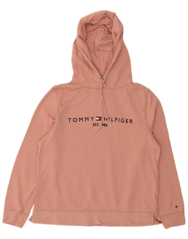Tommy Hilfiger Grafisk hættetrøje til kvinder UK 16 Stor Pink Bomuld