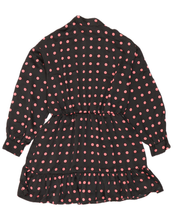 Zara Langærmet Playsuit A-Line Kjole UK 14 Medium Sort Polka Dot