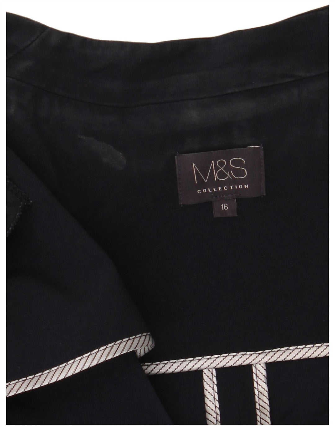 Marks & Spencer Womens Open Blazer Jacket UK 16 Large Navy Blue Polyester