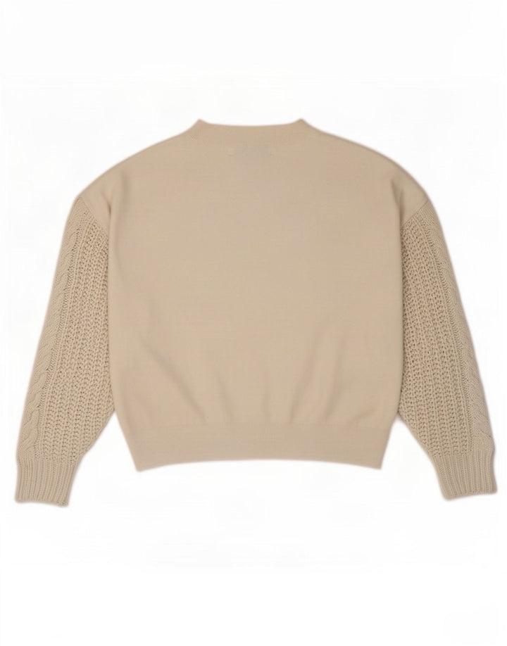 Zara Dame Oversized Crew Neck Jumper Sweater UK 10 Small White