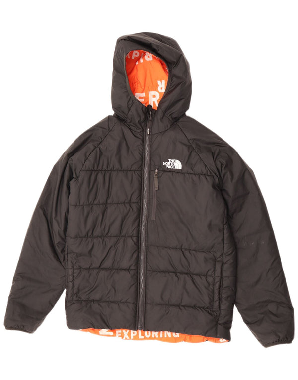 The North Face Boys Hætte Vendbar Polstret Jakke 14-15 År XL Sort