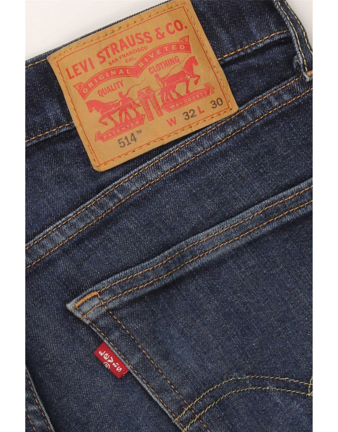 Levi's Herre 514 Straight Jeans W32 L30 Marineblå Bomuld