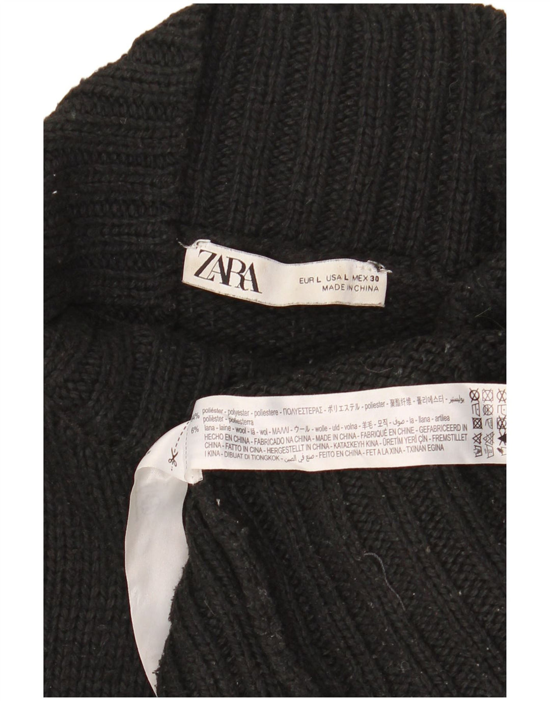 Zara Dame Oversized Turtle Neck Jumper Sweater UK 16 Large Black