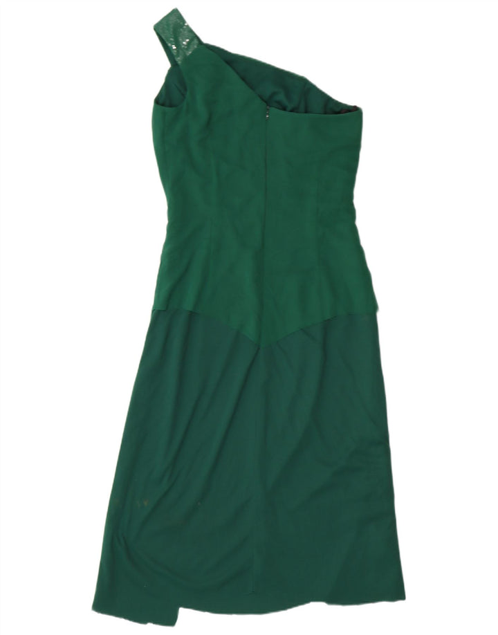 DESSY COLLECTION Womens One Shoulder Dress UK 8 Small Green Polyester