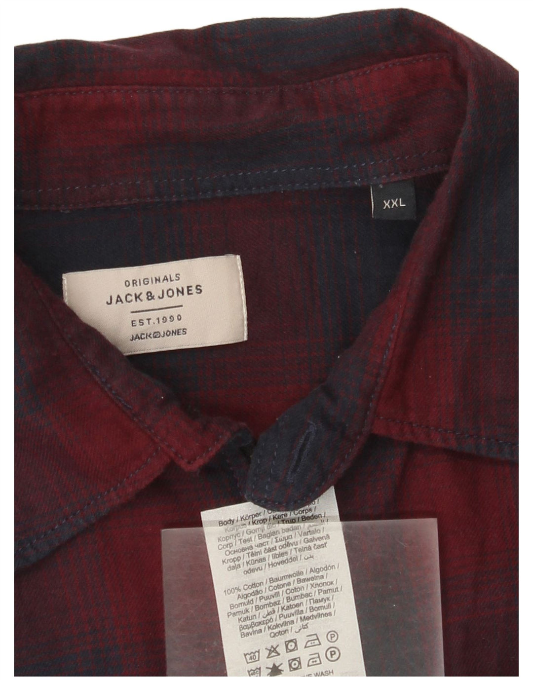 Jack & Jones herre flannelskjorte 2XL rød ternet bomuld