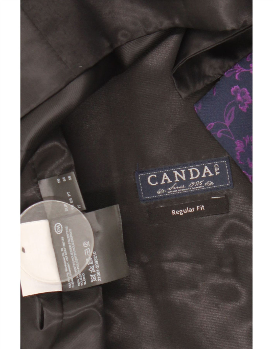 C&A Herre Canda Regular Fit vest IT 56 XL Navy Blue Floral Polyester
