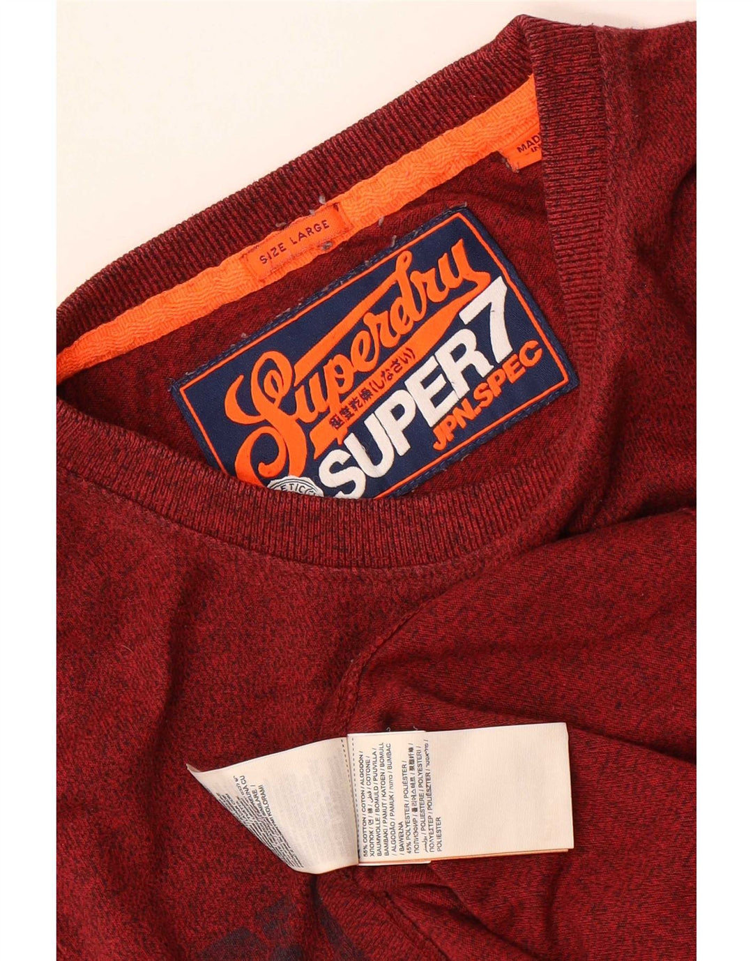 Superdry Grafisk T-shirt top til mænd, stor rødbrun flækket bomuld