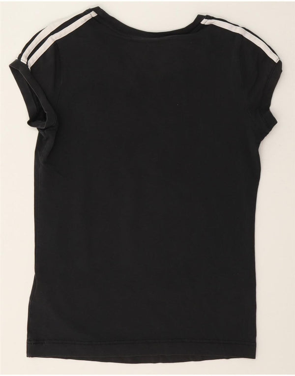 Adidas Dame T-Shirt Top UK 10 Lille Sort Bomuld