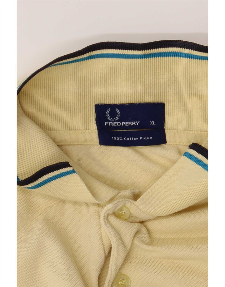 Fred Perry Herre poloshirt XL gul stribet bomuld