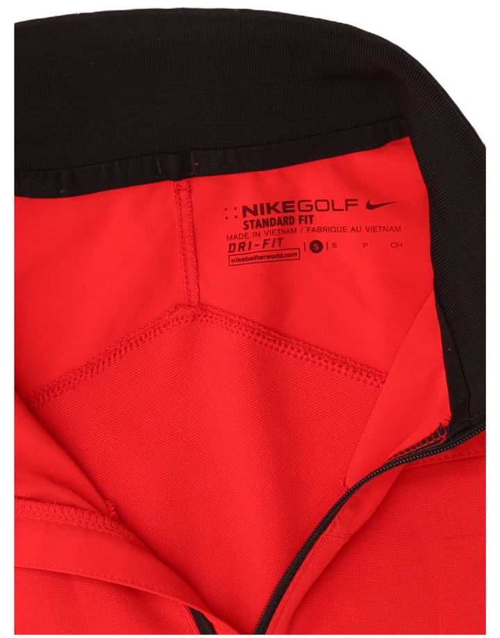 Nike Herre Dri Fit Zip Neck Top Langærmet Lille Rød Polyester