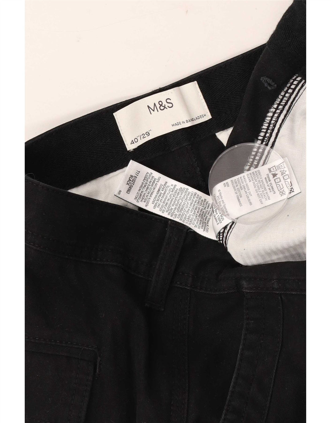 Marks & Spencer Herre Slim Cargo Bukser W40 L29 Sort Bomuld