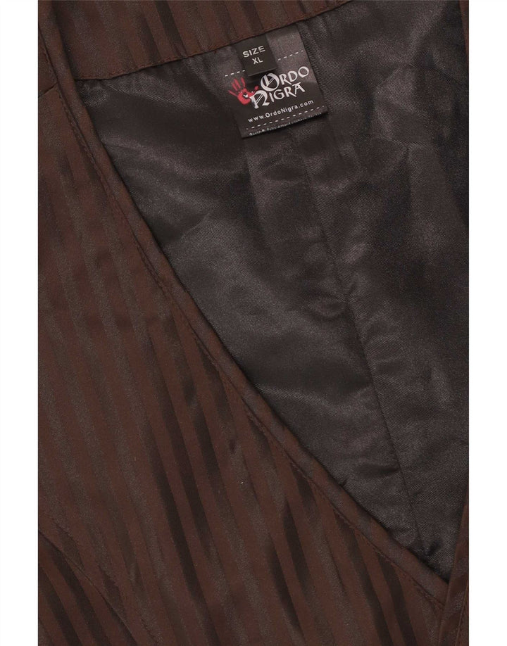 Vintage herrevest XL brun stribet polyester