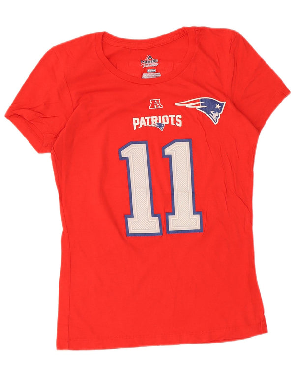 Majestic Womens New England Patriots Grafisk T-Shirt Top UK 10 Lille Rød